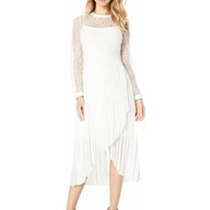 Asymmetrical Pleated Lace Dress